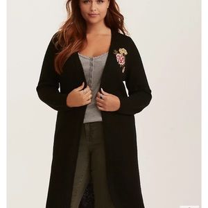 Torrid embroidered floral duster cardigan